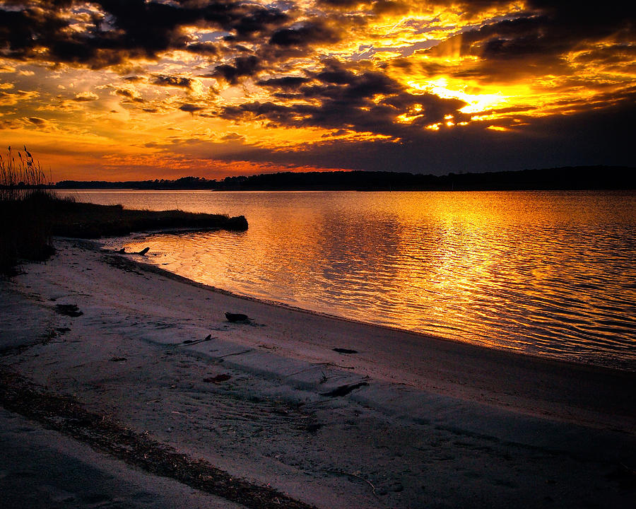 Sunset Over Little Assawoman Bay Photograph by Bill Swartwout