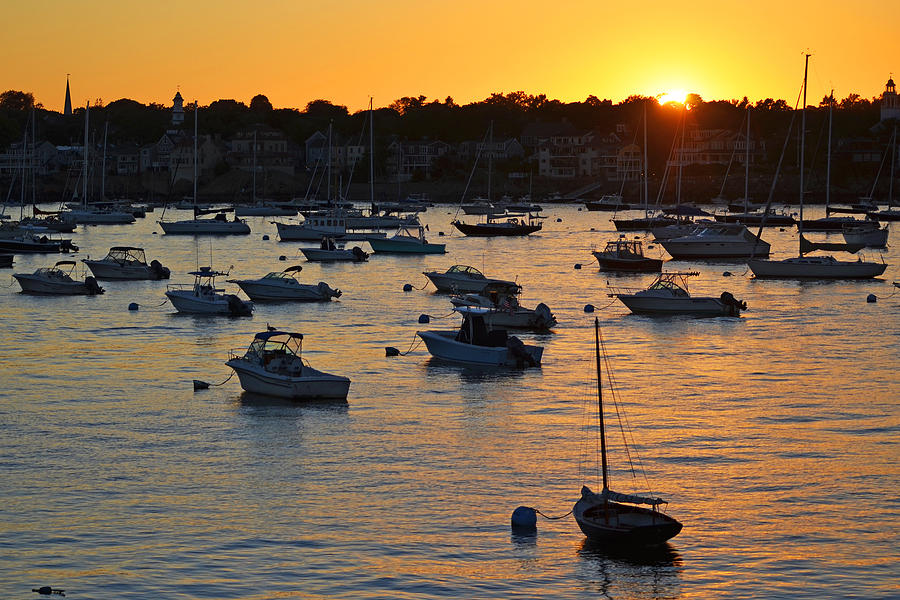 Sunset over Marblehead Harbor Photograph by Toby McGuire