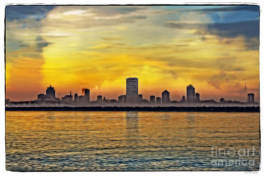 Sunset over Milwaukee Photograph by Mary Machare