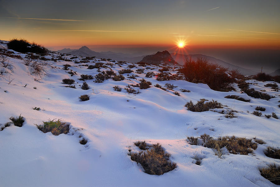 Sunset Photograph - sunset over National park Sierra Nevada by Guido Montanes Castillo
