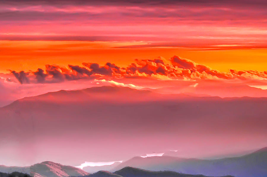 Sunset over North Carolina Mtns. Photograph by Randall Branham