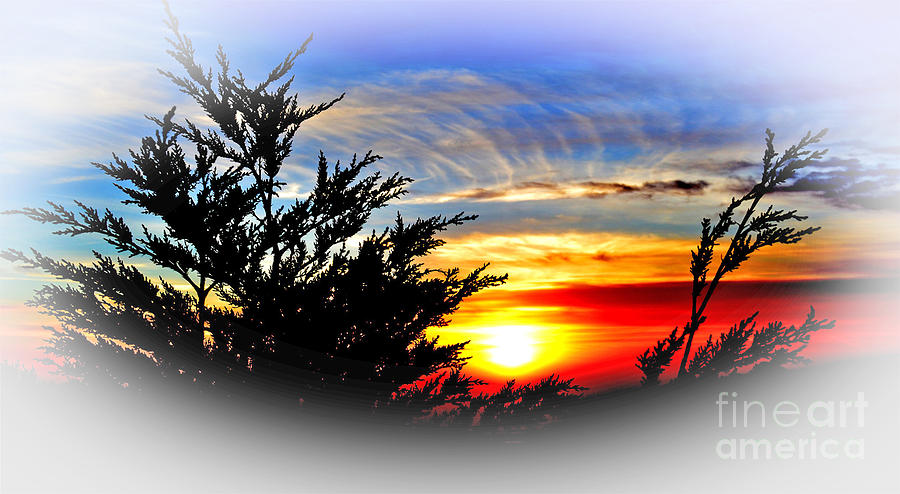 Sunset Photograph - Sunset over Pacifica with Vignette Effect by Jim Fitzpatrick
