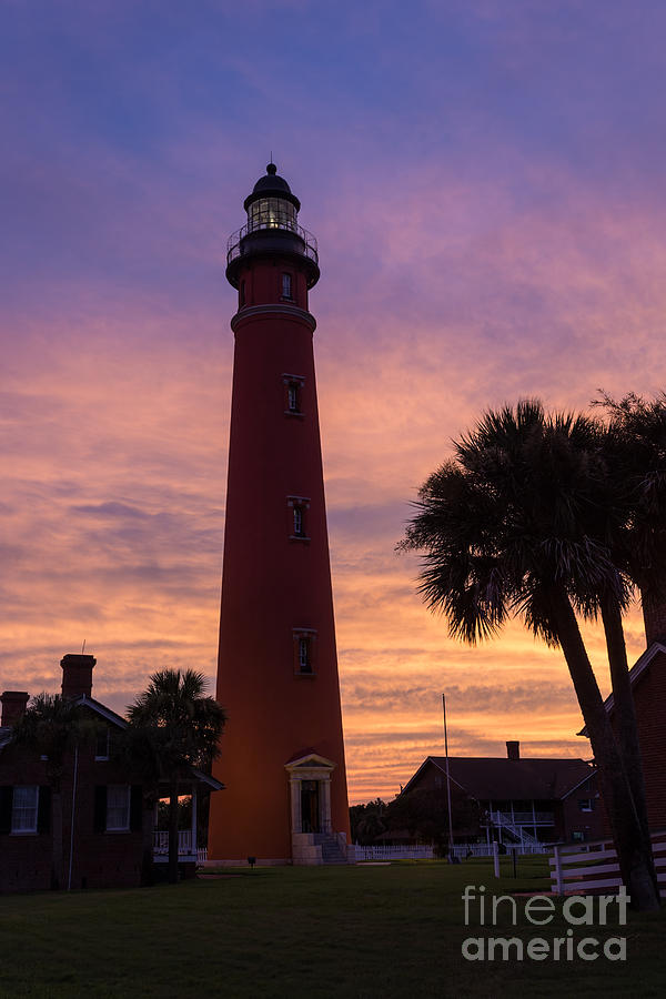 Sunset over Ponce de Leon Lighthouse Daytona Beach Florida Photograph by Dawna Moore Photography