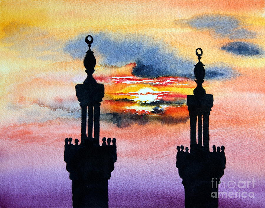 Sunset over Port Said Painting by Maria Barry