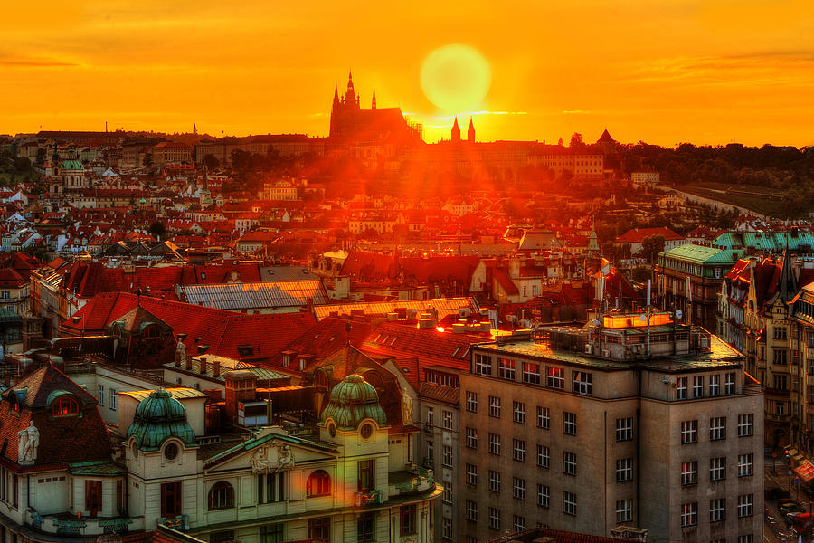 Sunset over Prague Photograph by Midori Chan