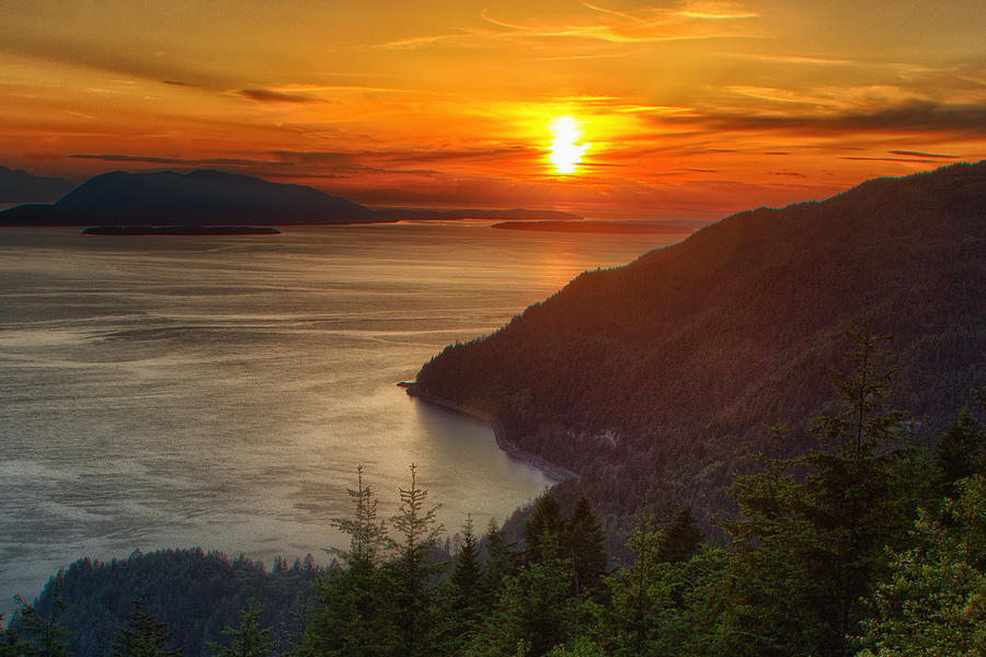 Sunset Over Puget Sound Photograph By Bob Stevens - Pixels