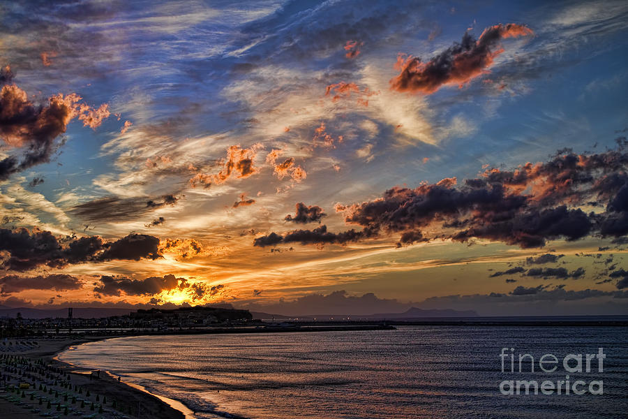 Sunset Photograph - Sunset Over Rethymno Crete by David Smith