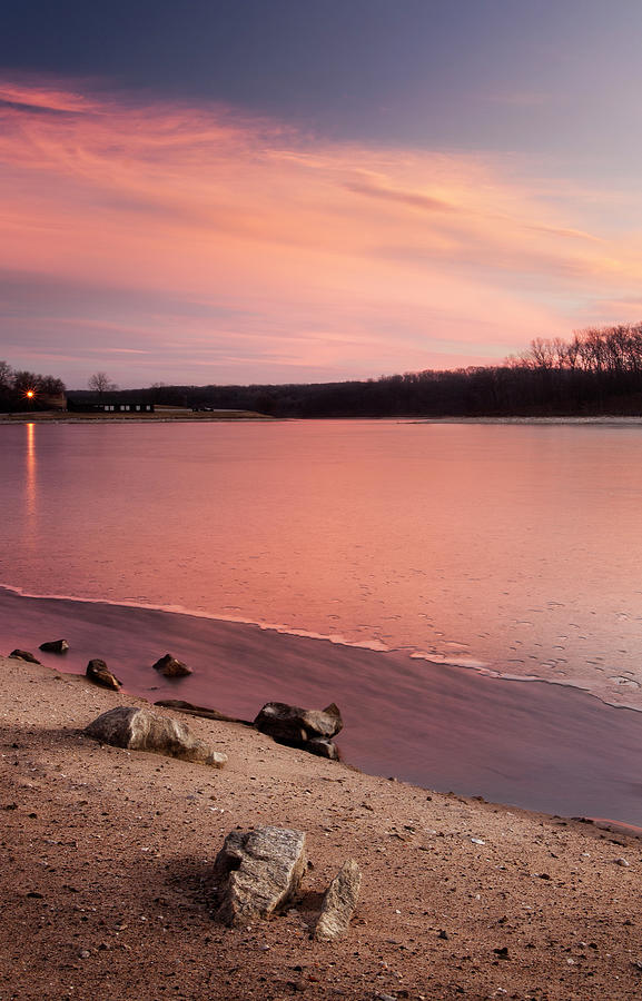 Sunset Over Rocky Lake Shore by Creative improv