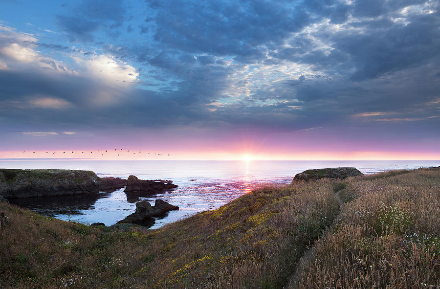 Sunset Over Rocky Ocean Coastline With Photograph by Justin Lewis