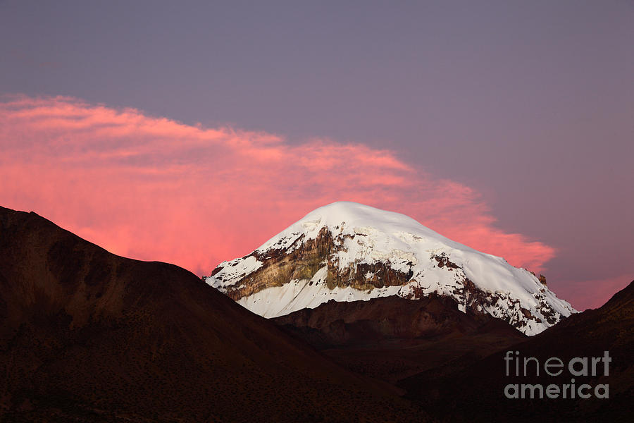 Sunset Over Sajama Volcano Photograph by James Brunker