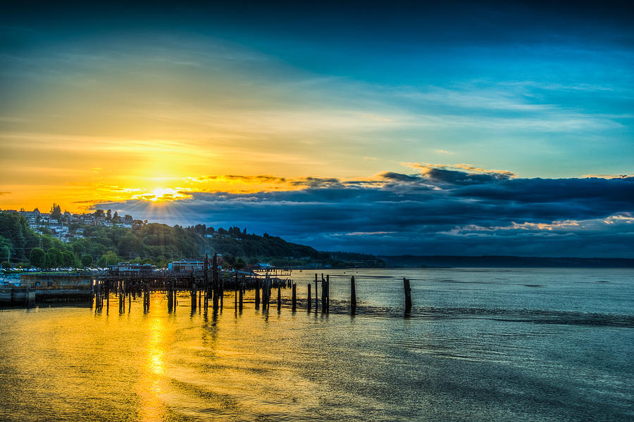 Sunset over Tacoma Waterfront Photograph by Chris McKenna