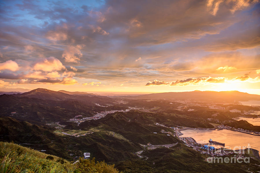 Sunset over Taipei north coast Photograph by Didier Marti