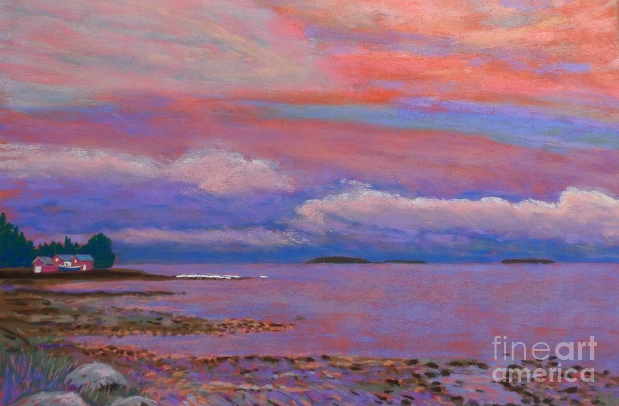 Sunset over Tancook Island  Pastel by Rae  Smith