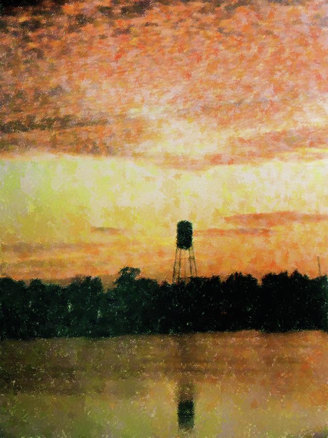 Sunset Mixed Media - Sunset Over Tarpon Springs by Florene Welebny