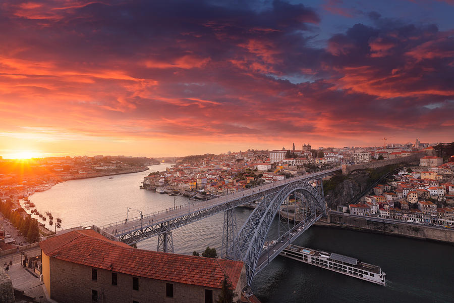 Sunset over the beautiful city of Porto Photograph by Sebastien GABORIT