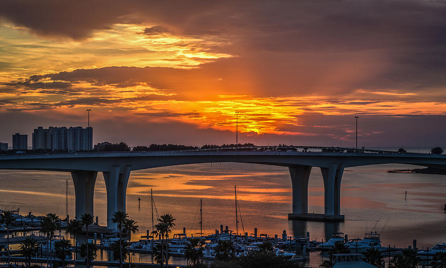 Sunset over the bridge Photograph by Jane Luxton