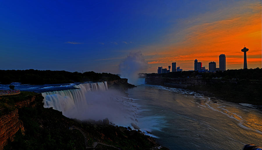 Sunset over the falls Photograph by Jim Boardman