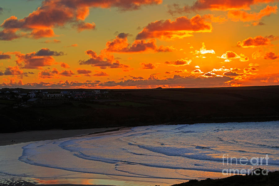 Sunset Photograph - Sunset over the Gannel in Cornwall by Louise Heusinkveld