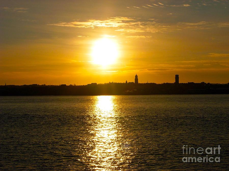 Sunset Over The Mersey Photograph by Joan-Violet Stretch