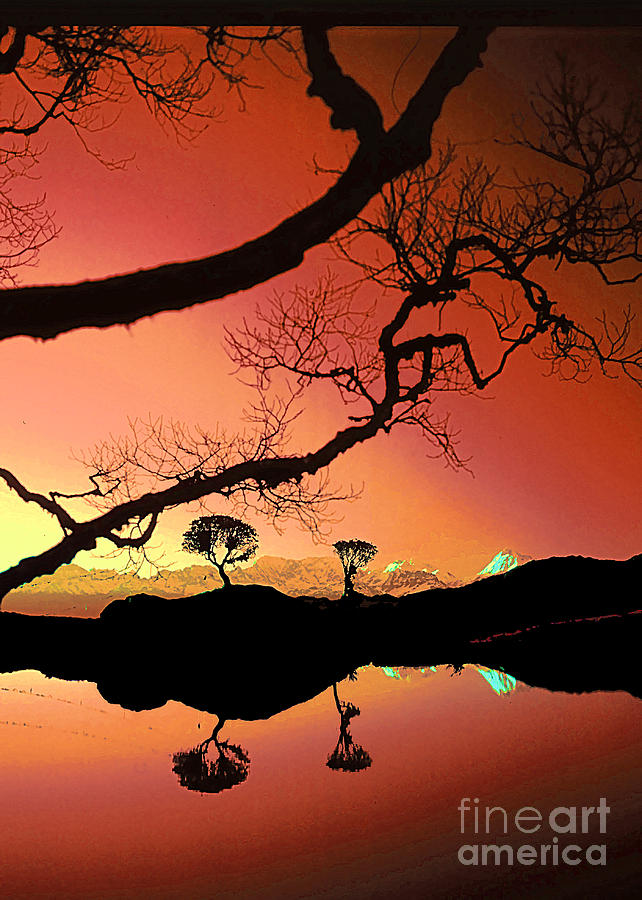 Sunset Over The Mirror Lake Digital Art by Rudi Prott