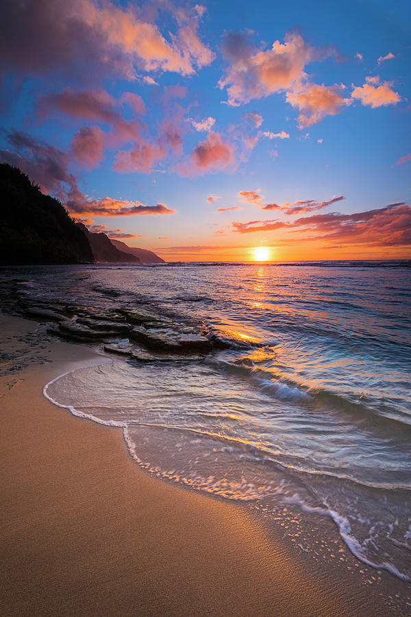 Sunset Over The Na Pali Coast From Ke'e Photograph by Russ Bishop - Pixels