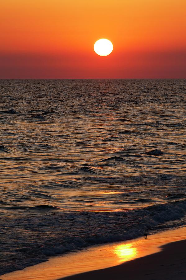 Sunset Over The Ocean And A Beach Photograph by Jim Edds