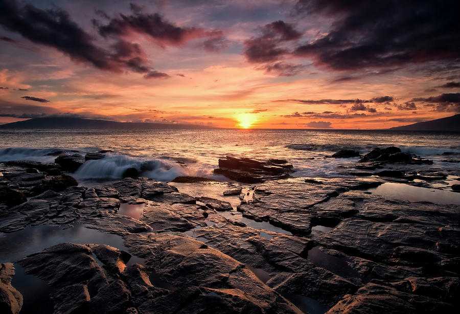 Sunset Over The Ocean With Wet Black Photograph by Scott Mead