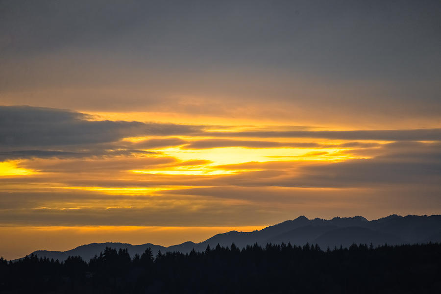 Sunset Over The Olympic Mtns. Photograph by Ronda Broatch