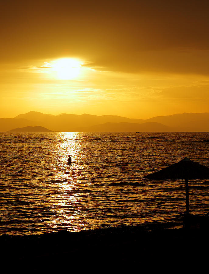 Sunset over the Peloponnese Photograph by Paul Cowan