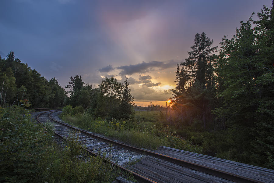 Sunset over the Railroad Tracks Photograph by White Mountain Images