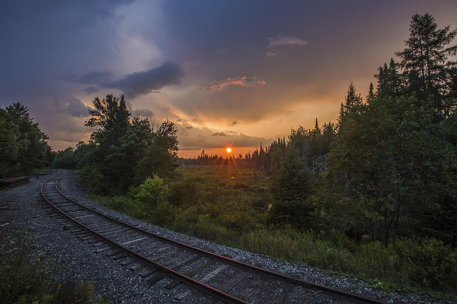 Sunset over the Railroad Tracks II Photograph by White Mountain Images