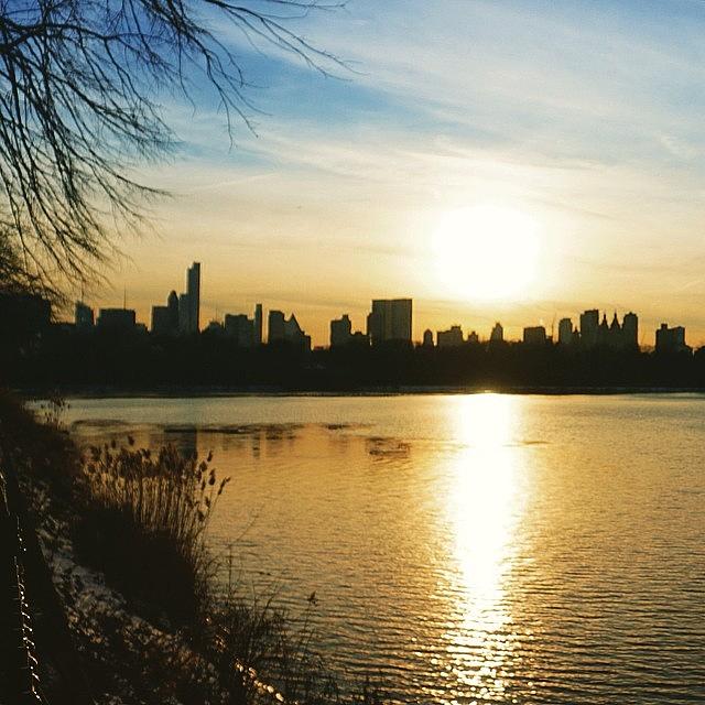Sunset Photograph - Sunset Over The Reservoir Central Park by Picture This Photography
