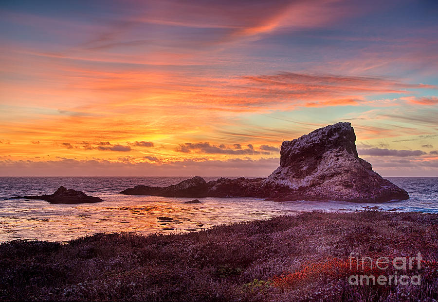 Sunset Over The Rocks of Piedras Blancas Photograph by Mimi Ditchie
