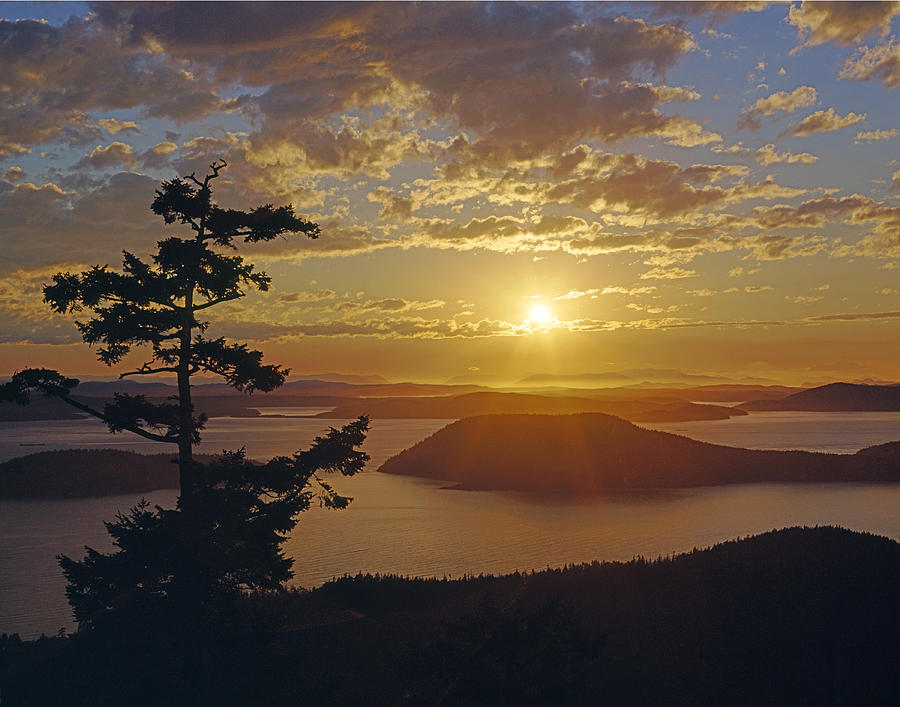 Sunset over the Rosario Strait Photograph by Ed  Cooper Photography