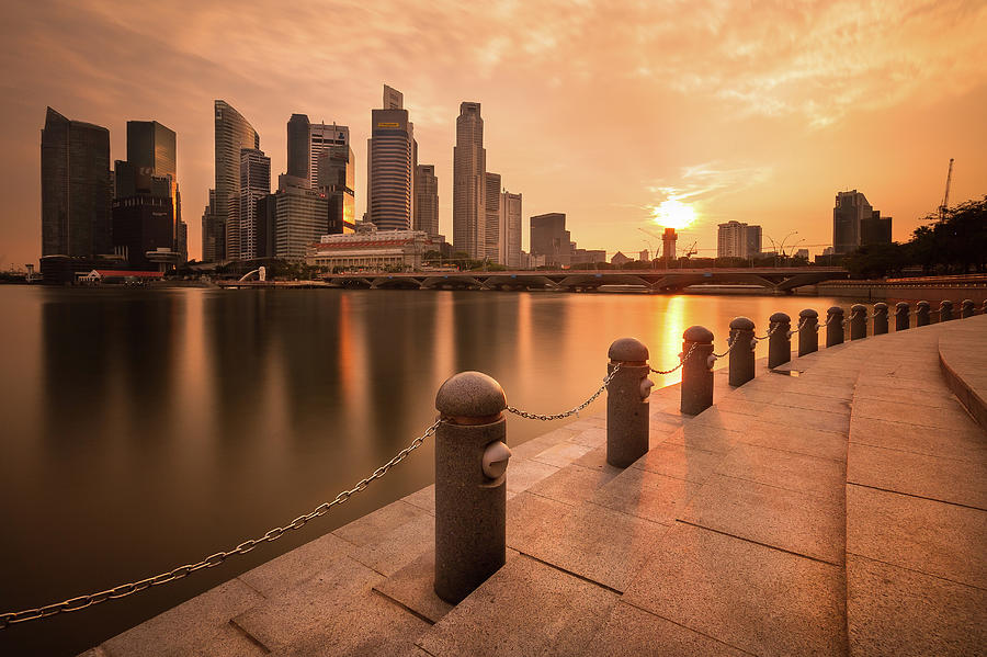 Sunset Over The Singapore Skyline By Hak Liang Goh