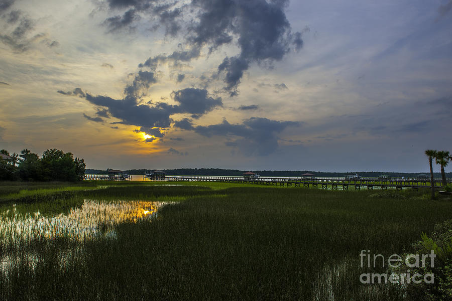 Lowcountry Sunset over the Wando River Photograph by Dale Powell