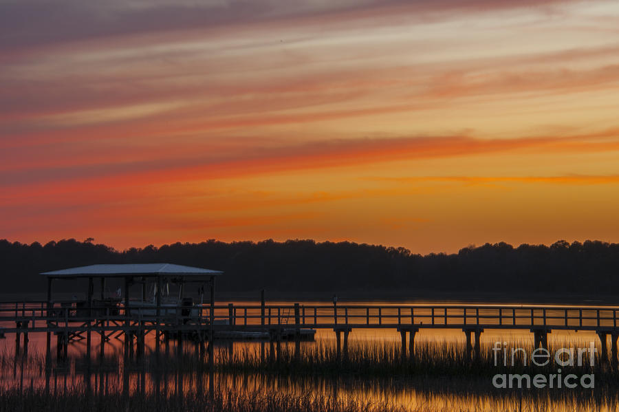 Sunset over the Wando River Photograph by Dale Powell
