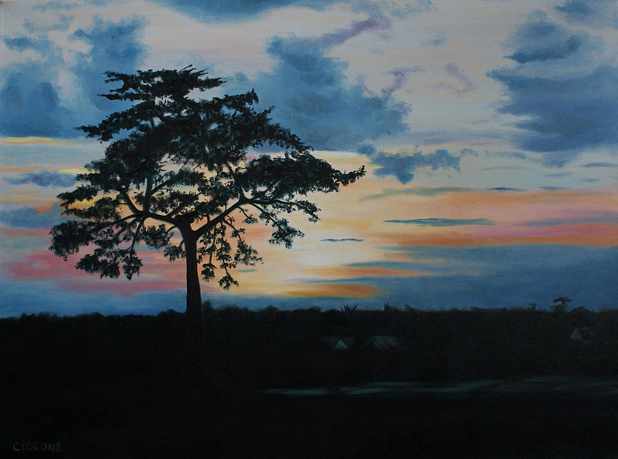 Sunset Over the Waterway Painting by Jill Ciccone Pike