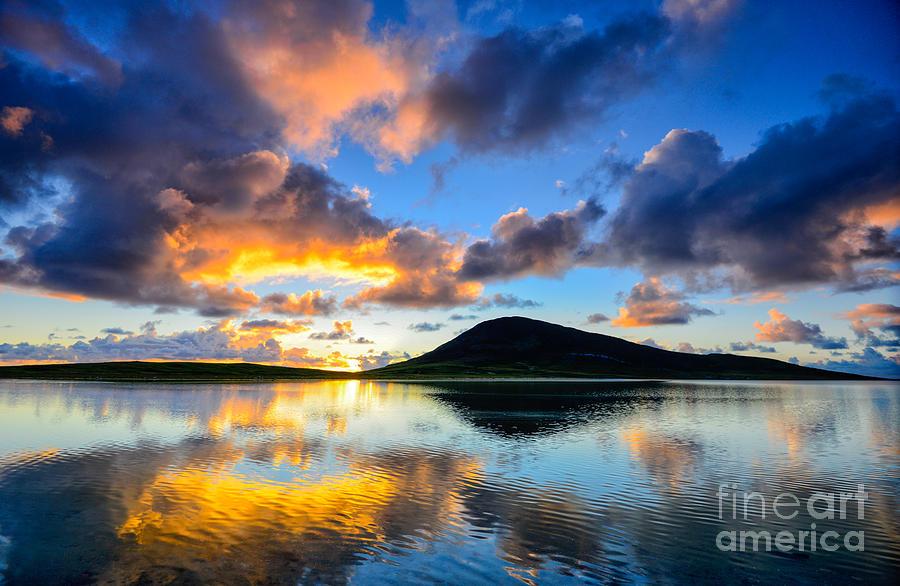 Summer Photograph - Sunset over Toe Head Isle of Harris by Janet Burdon