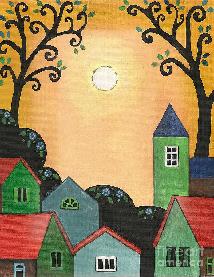 Sunset Over Town Painting by Margaryta Yermolayeva