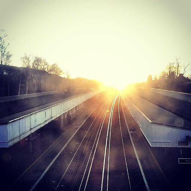 Sunset Over Train Tracks This Evening Photograph by X Thompson
