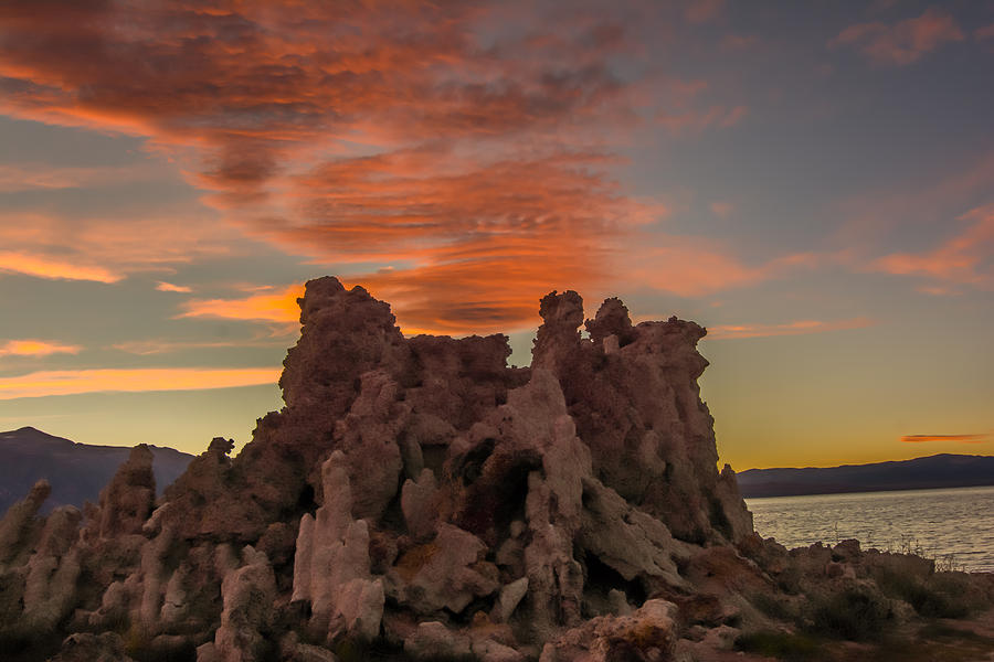 Sunset over Tufa Mono Lake Photograph by Randall Branham