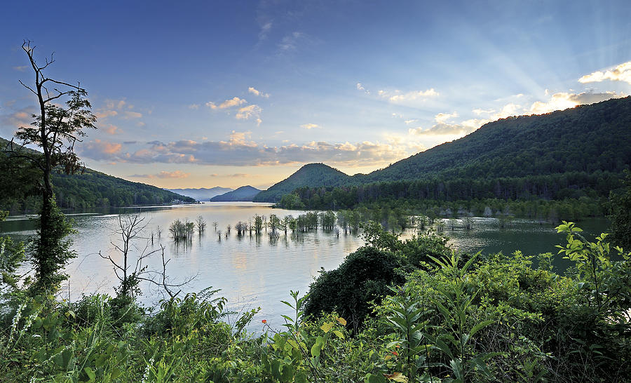Sunset over Watauga Lake - Tennessee Photograph by Brendan Reals