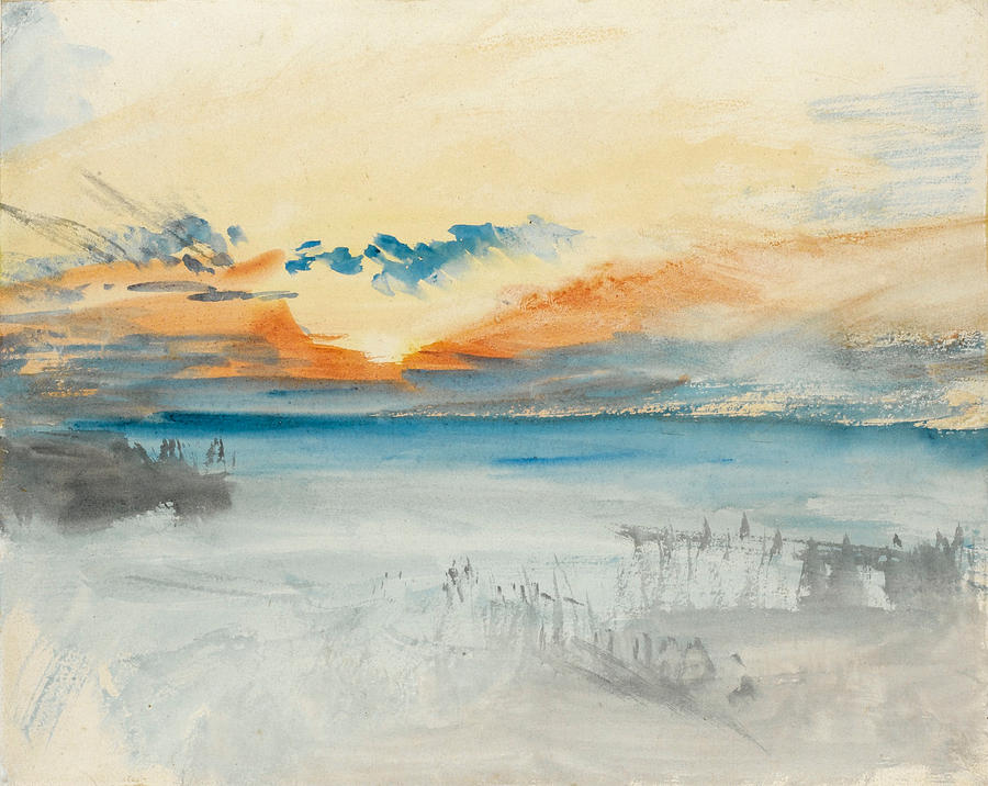 Joseph Mallord William Turner Painting - Sunset over Water by Joseph Mallord William Turner