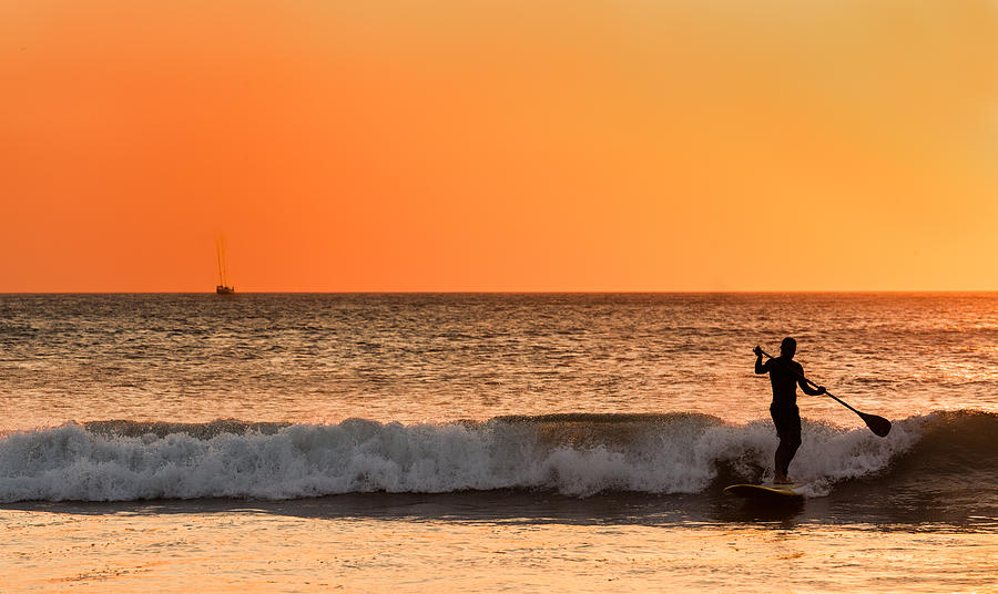 Sunset Paddleboard Surfer Photograph by Mary Jo Allen
