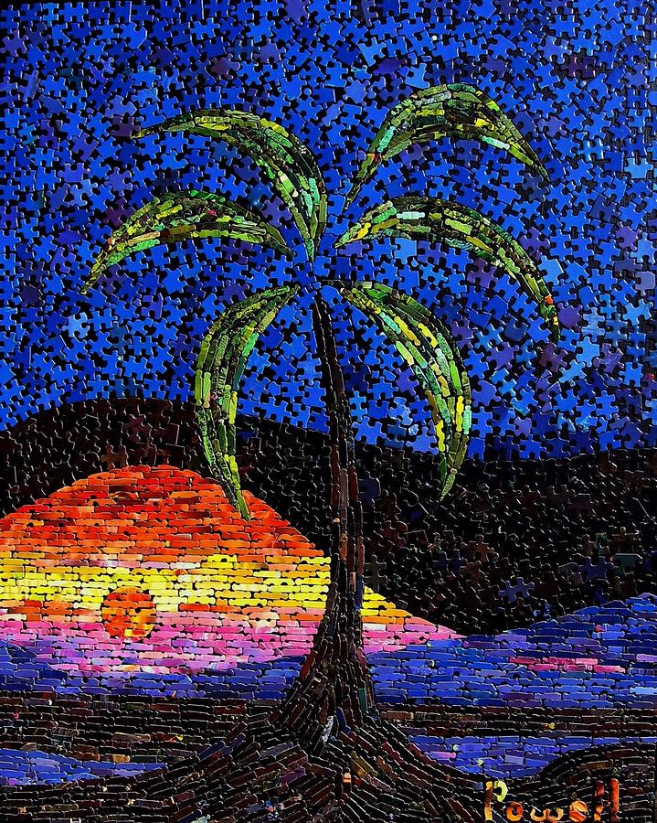 Sunset Palm Mixed Media by Doug Powell