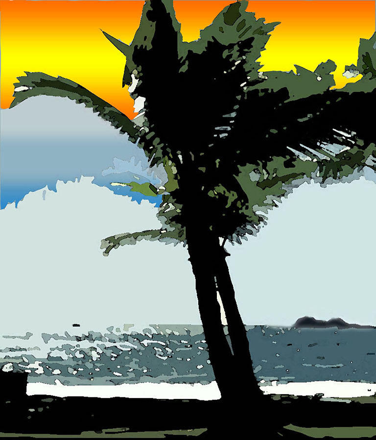 Sunset Palm Digital Art by Karen Nicholson