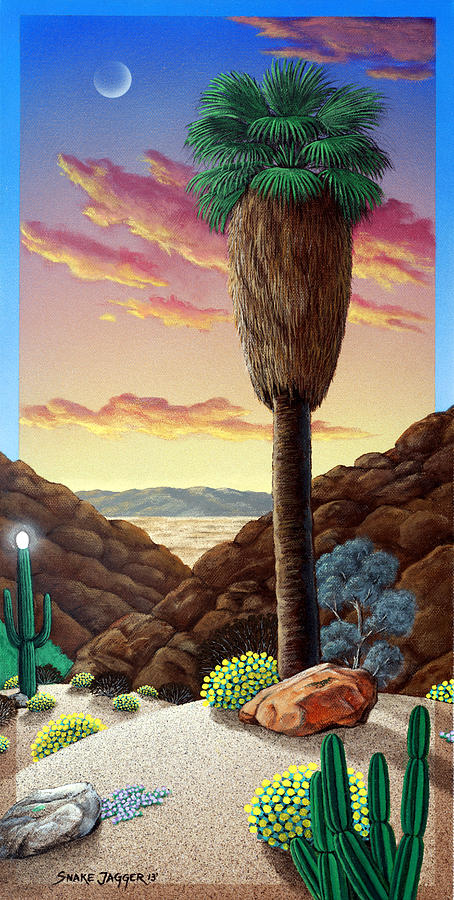 Sunset Palm Painting by Snake Jagger