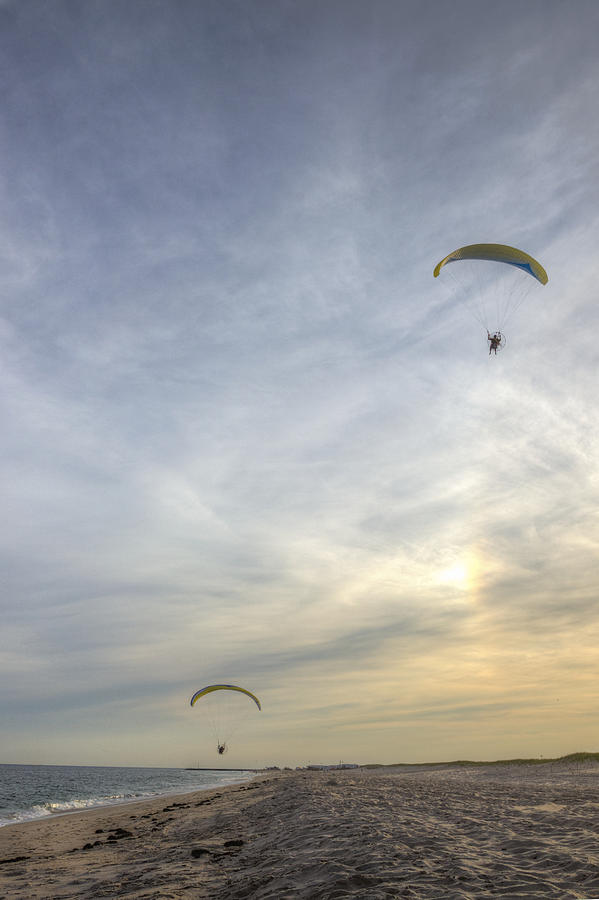 Sunset Paragliders Photograph by Steve Gravano
