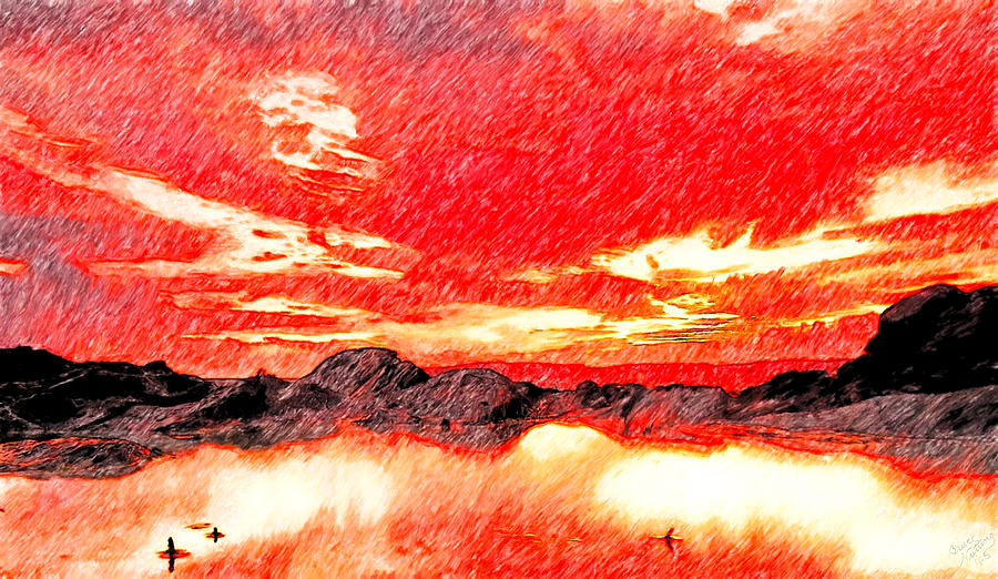 Sunset Pencil Art Painting by Bruce Nutting